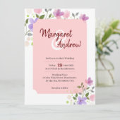 Huwelijkskaart met fatsoenlijk en elegant bloemont kaart (Staand voorkant)