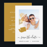 Huwelijkskaart met foto en landkaart van Washingto Save The Date<br><div class="desc">Laat uw gasten weten om de datum voor uw huwelijk te reserveren met deze mooie minimalistische fotokaart met een overzichtskaart van de locatie van uw evenement.</div>