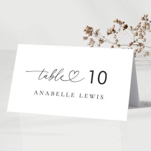 Huwelijkskaart met gastnaam in hartscript kaart