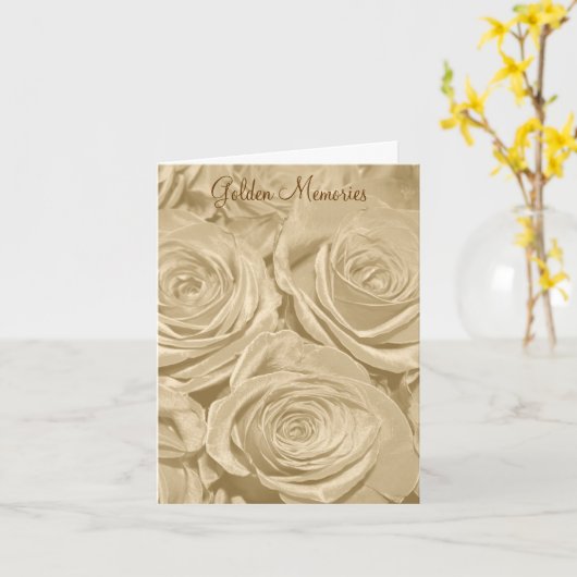 Huwelijkskaart met gouden herinneringen en roos kaart (Gele Bloem)