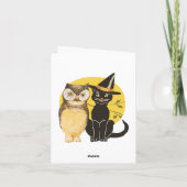 Huwelijkskaart met kat & uil Halloween bedankkaart (Achterkant)