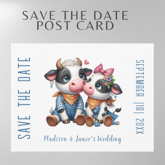 Huwelijkskaart met koeienpaar Save the Date Aankondigingskaart