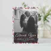Huwelijkskaart met leuke roos-thema platte bedankk bedankkaart (Staand voorkant)