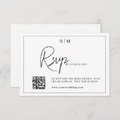 Huwelijkskaart met QR-code voor RSVP, met monogram RSVP Kaartje (Voorkant / Achterkant)