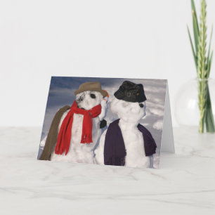 Huwelijkskaart met smeltende sneeuwmannen kaart