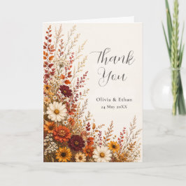 Huwelijkskaart met wilde bloemen herfstweide bedan bedankkaart