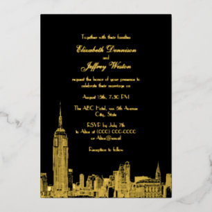 Huwelijkskaart NYC Silhouette ESB Ets Folie Uitnodiging