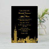 Huwelijkskaart NYC Silhouette ESB Ets Folie Uitnodiging (Staand Voorkant)
