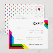 Huwelijkskaart RSVP kleurrijke stip Kaartje (Voorkant / Achterkant)