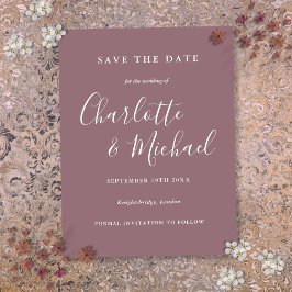 Huwelijkskaart Script Mauve Save the Date Briefkaart