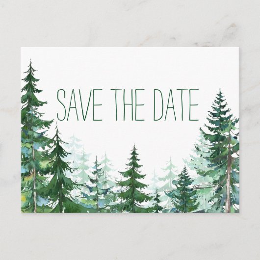 Huwelijkskaart sparrenboom Save the Date Aankondigingskaart (Voorkant)