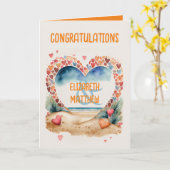 Huwelijkskaart voor stel met strandbestemming trou kaart (Gele Bloem)