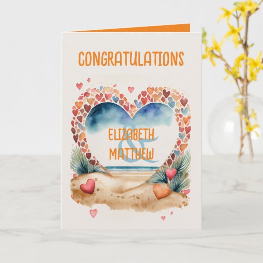 Huwelijkskaart voor stel met strandbestemming trou kaart (Gele Bloem)