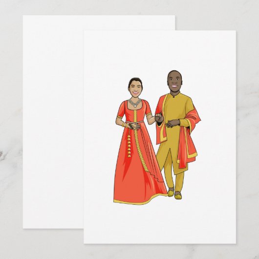 Huwelijkskaart voor zwarte man en Indiase vrouw Kaart (Voorkant / Achterkant)