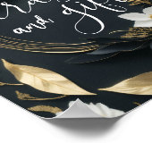 Huwelijkskaarten Cadeaus Chique Wit Goud Bloemen K Poster (Hoek)