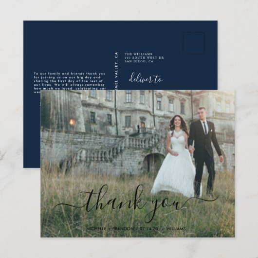 Huwelijkskaartje dank je wel + foto van de w briefkaart (Voorkant / Achterkant)