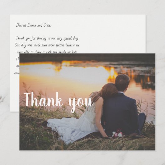 Huwelijkskaartje - Koppel bij het water Bedankkaart (Voorkant / Achterkant)