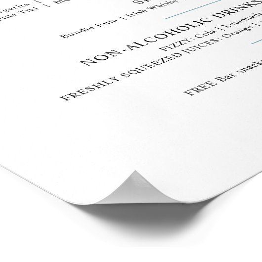 Huwelijksklokken waterverf drinken bar menu poster (Hoek)