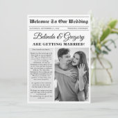 Huwelijkskrant Fun Zwart Wit Foto Route Programmakaart (Staand voorkant)