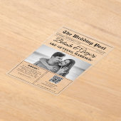 Huwelijkskrant Leuk Zwart & Wit Foto Bruiloft Acryl Uitnodigingen (Laagn)