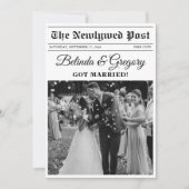 Huwelijkskrant Leuk Zwart & Wit Foto Bruiloft Bedankkaart (Voorkant)