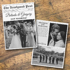 Huwelijkskrant Leuk Zwart & Wit Foto Bruiloft Bedankkaart