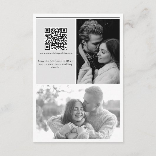 Huwelijkskrant Leuk Zwart & Wit Foto Bruiloft Informatiekaartje (Achterkant)