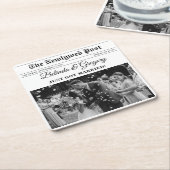 Huwelijkskrant Leuk Zwart & Wit Foto Bruiloft Kartonnen Onderzetters (Schuin)