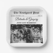 Huwelijkskrant Leuk Zwart & Wit Foto Bruiloft Papieren Bordje (Voorkant)