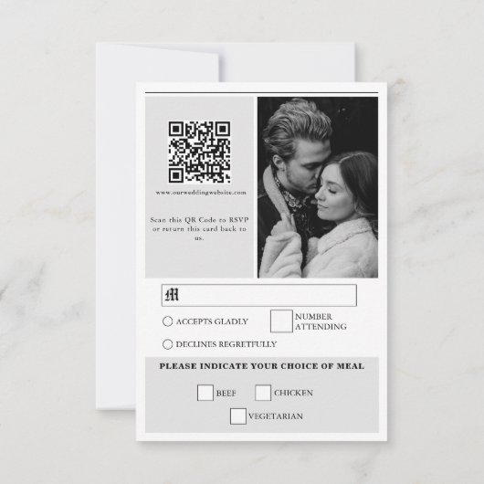 Huwelijkskrant Leuk Zwart & Wit Foto Bruiloft RSVP Kaartje (Achterkant)