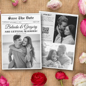 Huwelijkskrant Leuk Zwart & Wit Foto Bruiloft Save The Date