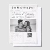 Huwelijkskrant Leuk Zwart & Wit Foto Bruiloft Vellum Uitnodigingen (Offset)