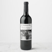 Huwelijkskrant Leuk Zwart & Wit Foto Bruiloft Wijn Etiket (Voorkant)