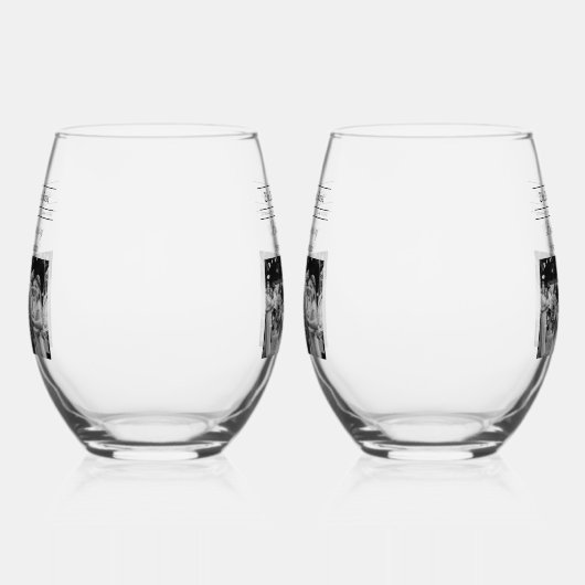 Huwelijkskrant Leuk Zwart & Wit Foto Bruiloft Wijnglas Zonder Voet (Links)