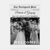 Huwelijkskrant Leuk Zwart & Wit Foto Welkom Acryl Bord (Voorkant)