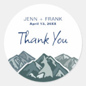 Huwelijkslabel bedankje bergen ronde sticker (Voorkant)