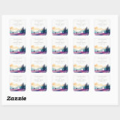 Huwelijkslandschap met seringevelden in het bergla vierkante sticker (Vel)