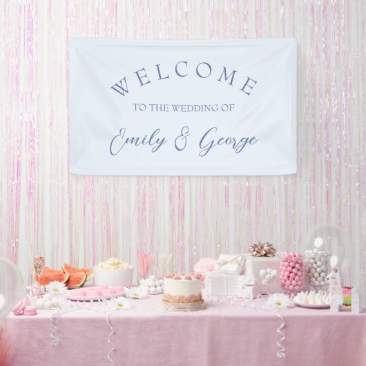 Huwelijkslicht blauw welkomstbord spandoek (Feest)