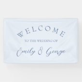 Huwelijkslicht blauw welkomstbord spandoek (Horizontaal)