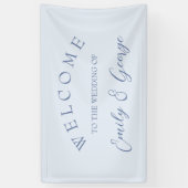 Huwelijkslicht blauw welkomstbord spandoek (Verticaal)