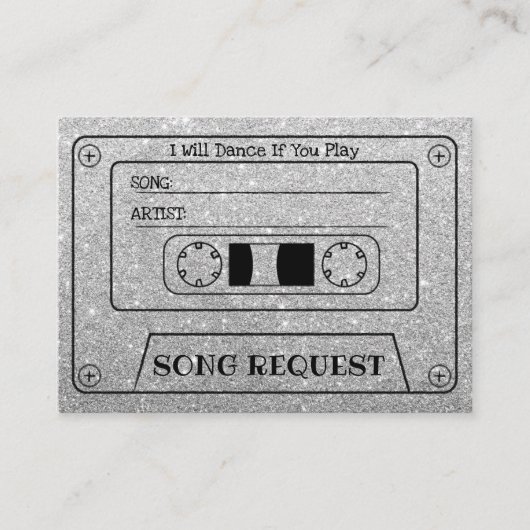 Huwelijkslied Verzoek Modern Zilver Cassette Inlay Informatiekaartje (Voorkant)