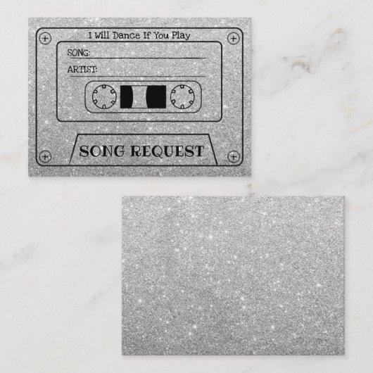 Huwelijkslied Verzoek Modern Zilver Cassette-inzet Informatiekaartje (Voorkant / Achterkant)