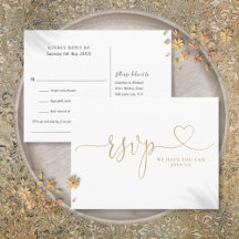 Huwelijkslied Verzoek RSVP Kaart met Gouden Hart L