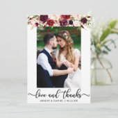 Huwelijksliefde en Bedankt Bourgogne Bloemenfoto (Staand voorkant)