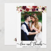 Huwelijksliefde en Bedankt Bourgogne Bloemenfoto (Voorkant / Achterkant)