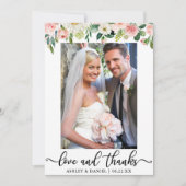 Huwelijksliefde en Bedankt Roze Blush Bloemen Foto (Voorkant)