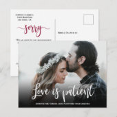 Huwelijksliefde is patiënt uitgesteld Eenvoudige f Aankondigingskaart (Voorkant / Achterkant)