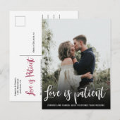 Huwelijksliefde is patiënt uitgesteld Eenvoudige f Aankondigingskaart (Voorkant / Achterkant)