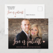 Huwelijksliefde is patiënt uitgesteld Eenvoudige f Aankondigingskaart (Voorkant / Achterkant)