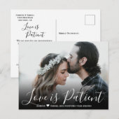 Huwelijksliefde is patiënt uitgesteld Eenvoudige f Aankondigingskaart (Voorkant / Achterkant)